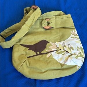 Stylish Green Bird Print Women's Bag